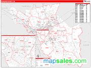 Richland County, SC <br /> Wall Map <br /> Zip Code <br /> Red Line Style 2024 Map