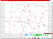 Brookings County, SD <br /> Wall Map <br /> Zip Code <br /> Red Line Style 2024 Map