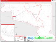Hughes County, SD <br /> Wall Map <br /> Zip Code <br /> Red Line Style 2024 Map