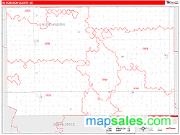 Hutchinson County, SD <br /> Wall Map <br /> Zip Code <br /> Red Line Style 2024 Map