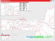 Pennington County, SD <br /> Wall Map <br /> Zip Code <br /> Red Line Style 2024 Map