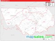 Claiborne County, TN <br /> Wall Map <br /> Zip Code <br /> Red Line Style 2024 Map