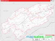 Hawkins County, TN <br /> Wall Map <br /> Zip Code <br /> Red Line Style 2024 Map