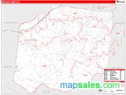 Hickman County, TN <br /> Wall Map <br /> Zip Code <br /> Red Line Style 2024 Map