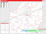 Madison County, TN <br /> Wall Map <br /> Zip Code <br /> Red Line Style 2024 Map