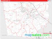 Montgomery County, TN <br /> Wall Map <br /> Zip Code <br /> Red Line Style 2024 Map