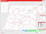 Obion County, TN <br /> Wall Map <br /> Zip Code <br /> Red Line Style 2024 Map