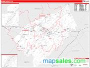 Roane County, TN <br /> Wall Map <br /> Zip Code <br /> Red Line Style 2024 Map