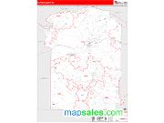 Wayne County, TN <br /> Wall Map <br /> Zip Code <br /> Red Line Style 2024 Map