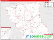 Anderson County, TX <br /> Wall Map <br /> Zip Code <br /> Red Line Style 2024 Map