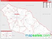 Angelina County, TX <br /> Wall Map <br /> Zip Code <br /> Red Line Style 2024 Map