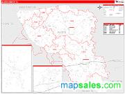 Austin County, TX <br /> Wall Map <br /> Zip Code <br /> Red Line Style 2024 Map