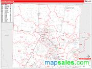 Denton County, TX <br /> Wall Map <br /> Zip Code <br /> Red Line Style 2024 Map