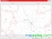 Gillespie County, TX <br /> Wall Map <br /> Zip Code <br /> Red Line Style 2024 Map