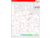 Grayson County, TX <br /> Wall Map <br /> Zip Code <br /> Red Line Style 2024 Map