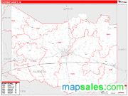 Harrison County, TX <br /> Wall Map <br /> Zip Code <br /> Red Line Style 2024 Map