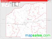 Hopkins County, TX <br /> Wall Map <br /> Zip Code <br /> Red Line Style 2024 Map