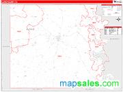 Llano County, TX <br /> Wall Map <br /> Zip Code <br /> Red Line Style 2024 Map
