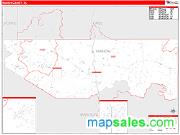 Marion County, TX <br /> Wall Map <br /> Zip Code <br /> Red Line Style 2024 Map