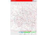 Tarrant County, TX <br /> Wall Map <br /> Zip Code <br /> Red Line Style 2024 Map