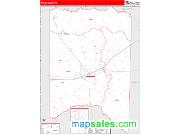 Titus County, TX <br /> Wall Map <br /> Zip Code <br /> Red Line Style 2024 Map