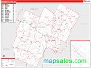Washington County, VT <br /> Wall Map <br /> Zip Code <br /> Red Line Style 2024 Map