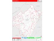 Bedford County, VA <br /> Wall Map <br /> Zip Code <br /> Red Line Style 2024 Map
