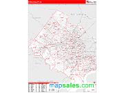 Fairfax County, VA <br /> Wall Map <br /> Zip Code <br /> Red Line Style 2024 Map