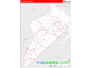 Isle of Wight County, VA <br /> Wall Map <br /> Zip Code <br /> Red Line Style 2024 Map