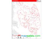 Mathews County, VA <br /> Wall Map <br /> Zip Code <br /> Red Line Style 2024 Map