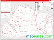 Mecklenburg County, VA <br /> Wall Map <br /> Zip Code <br /> Red Line Style 2024 Map