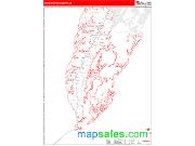 Northampton County, VA <br /> Wall Map <br /> Zip Code <br /> Red Line Style 2024 Map