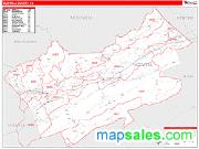 Tazewell County, VA <br /> Wall Map <br /> Zip Code <br /> Red Line Style 2024 Map