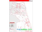 Virginia Beach County, VA <br /> Wall Map <br /> Zip Code <br /> Red Line Style 2024 Map