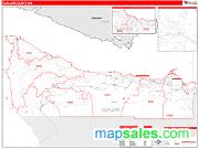 Clallam County, WA <br /> Wall Map <br /> Zip Code <br /> Red Line Style 2024 Map