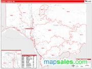 Cowlitz County, WA <br /> Wall Map <br /> Zip Code <br /> Red Line Style 2024 Map