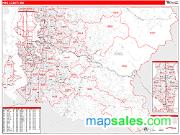 King County, WA <br /> Wall Map <br /> Zip Code <br /> Red Line Style 2024 Map