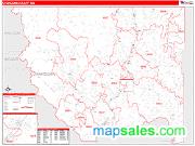 Okanogan County, WA <br /> Wall Map <br /> Zip Code <br /> Red Line Style 2024 Map