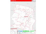 Harrison County, WV <br /> Wall Map <br /> Zip Code <br /> Red Line Style 2024 Map