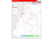 Marshall County, WV <br /> Wall Map <br /> Zip Code <br /> Red Line Style 2024 Map