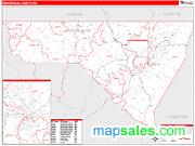 Monongalia County, WV <br /> Wall Map <br /> Zip Code <br /> Red Line Style 2024 Map