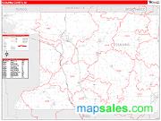 Columbia County, WI <br /> Wall Map <br /> Zip Code <br /> Red Line Style 2024 Map