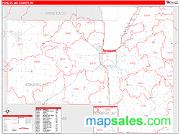 Fond du Lac County, WI <br /> Wall Map <br /> Zip Code <br /> Red Line Style 2024 Map
