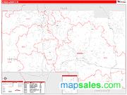 Oneida County, WI <br /> Wall Map <br /> Zip Code <br /> Red Line Style 2024 Map