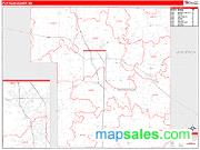 Portage County, WI <br /> Wall Map <br /> Zip Code <br /> Red Line Style 2024 Map