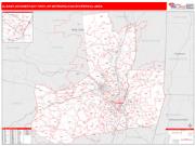 Albany-Schenectady-Troy <br /> Wall Map <br /> Red Line Style 2024 Map