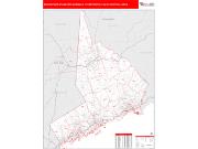 Bridgeport-Stamford-Norwalk <br /> Wall Map <br /> Red Line Style 2024 Map