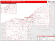 Cleveland-Elyria <br /> Wall Map <br /> Red Line Style 2024 Map