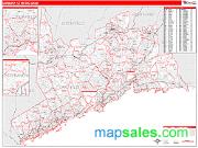 Danbury <br /> Wall Map <br /> Red Line Style 2024 Map