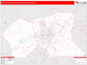Fayetteville <br /> Wall Map <br /> Red Line Style 2024 Map